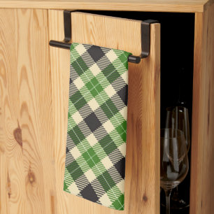 Kelly Green and Black Tartan Plaid Kitchen Towel