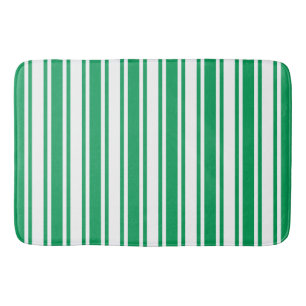 Kelly green and white candy stripes bath mat