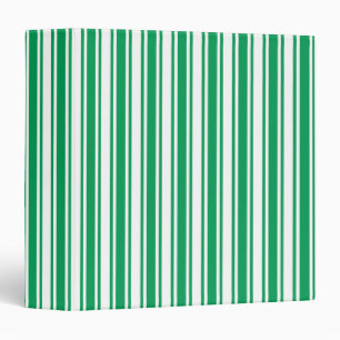Kelly green and white candy stripes binder