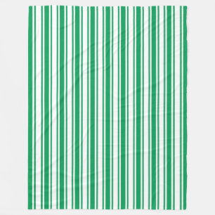 Kelly green and white candy stripes fleece blanket