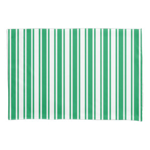 Kelly green and white candy stripes pillowcase