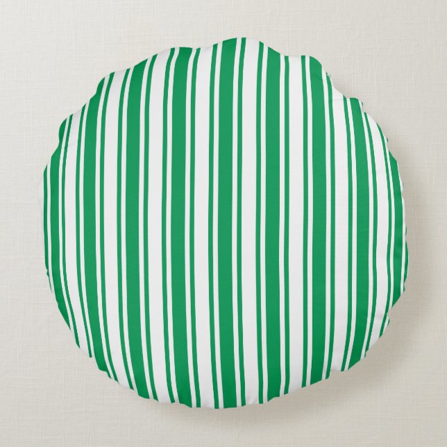 Kelly green and white candy stripes round pillow (Back)