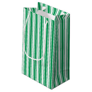 Kelly green and white candy stripes small gift bag