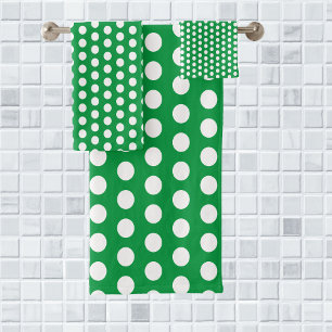 Kelly Green and white Modern Bubbles Dots Bath Towel Set