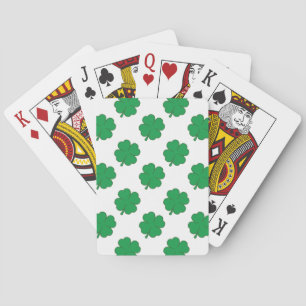 Kelly Green and White Shamrock, 4-Leaf Clover Playing Cards