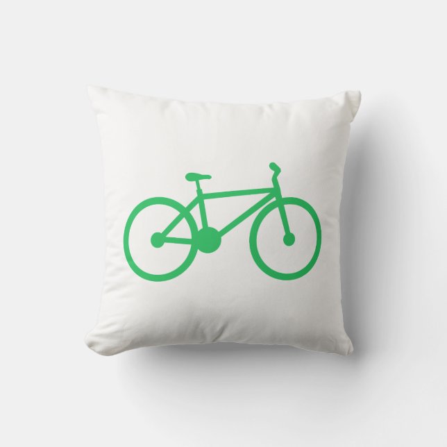 Kelly Green Bicycle Throw Pillow (Front)