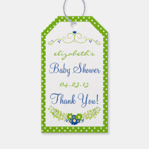 Kelly Green & Blue Baby Shower- Floral Gift Tags