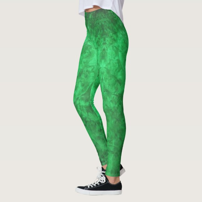 Kelly Green Burl texture look Leggings (Left)