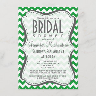 Kelly Green Chevron Stripes Invitation