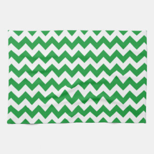 Kelly Green Chevron Stripes Kitchen Towel