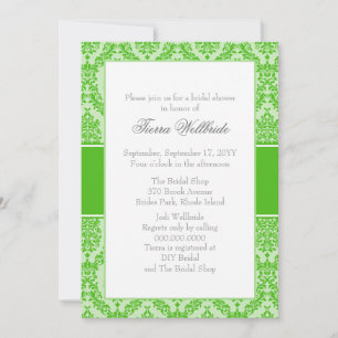 Kelly Green Damask Invitation à la douche nuptiale