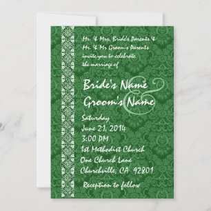 Kelly Green Damask Invitations au mariage de dente