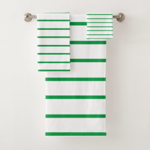 Kelly Green Decorative stripe pattern Bath Towel Set