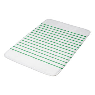 Kelly Green Decorative thin lines stripes Pattern Bath Mat