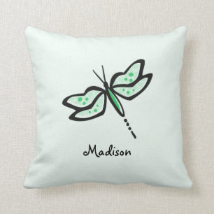 Kelly Green Dragonfly Throw Pillow