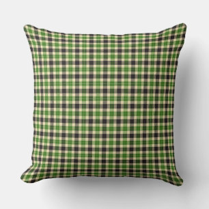 Kelly Green et Black Tartan Plaid Carré Coussin