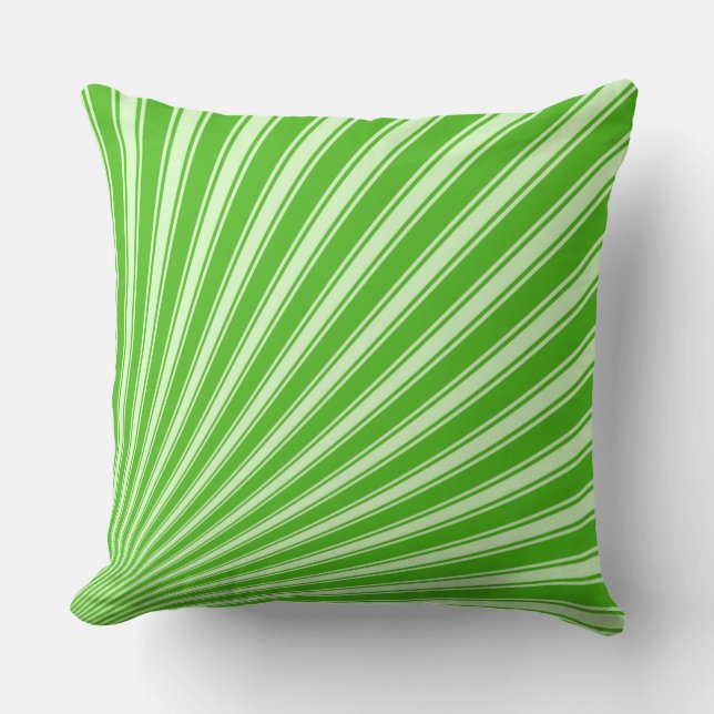 Kelly green Funky Sun Rays Background Throw Pillow (Front)