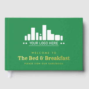 Kelly Green Gold Your Logo Bed & Breakfast Guest Book