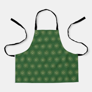 Kelly Green   Golden Zinnia Flower Medallions Apron