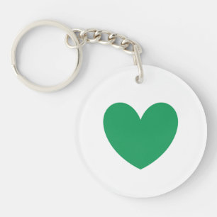 Kelly green heart on white keychain