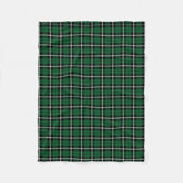 Kelly green Irish green white/black stripe Fleece Blanket (Front)