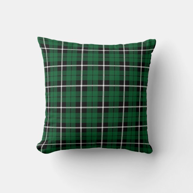 Kelly green Irish green white/black stripe stripe Throw Pillow (Front)