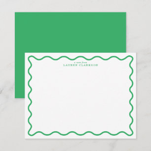 Kelly Green Modern Wavy Border Note Card