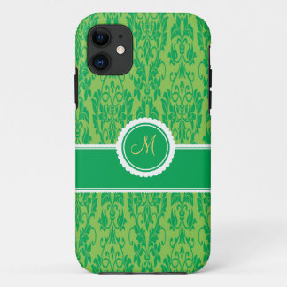 Kelly Green Monogrammed Damask iPhone 5 Case