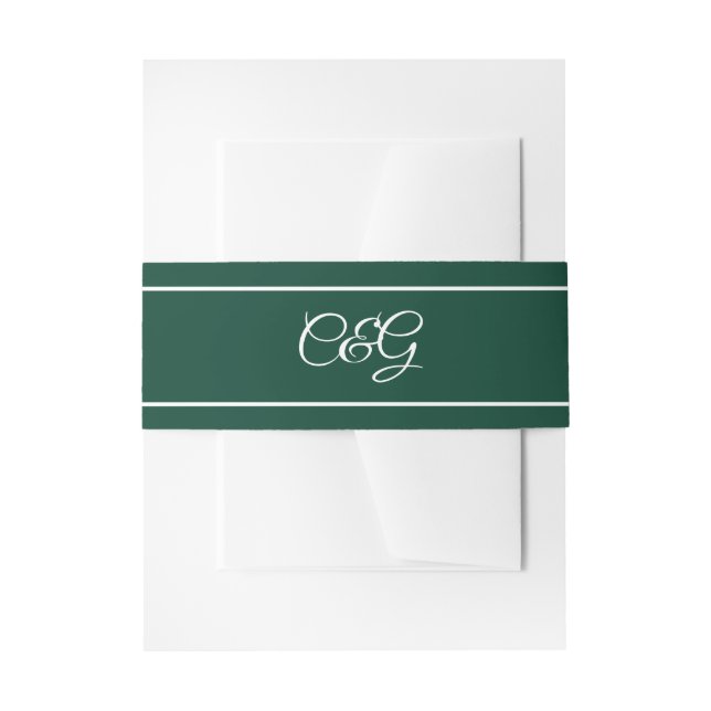Kelly Green Monogrammed Wedding Invitation Belly Band (Front Example)