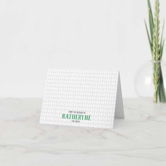 Kelly Green Personalized Knit Stitch Note Cards (Front)