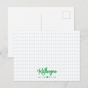 Kelly Green Personalized Knit Stitch Postcard