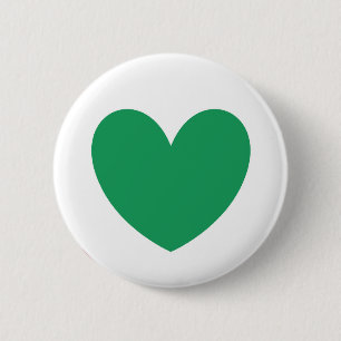 Kelly green polka hearts on white 2 inch round button