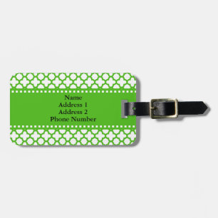Kelly Green Quatrefoil Pattern Luggage Tag