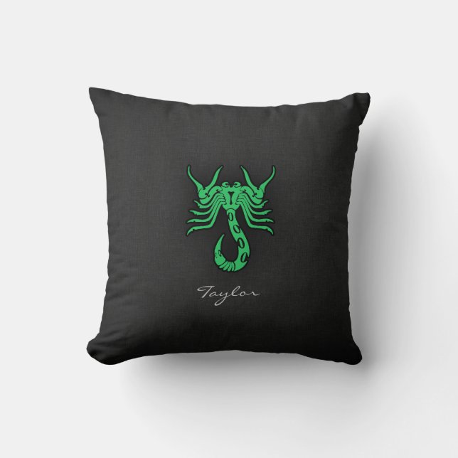 Kelly Green Scorpio Throw Pillow (Front)