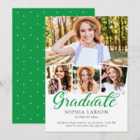 Kelly Green Script 4 Photo Collage Graduation