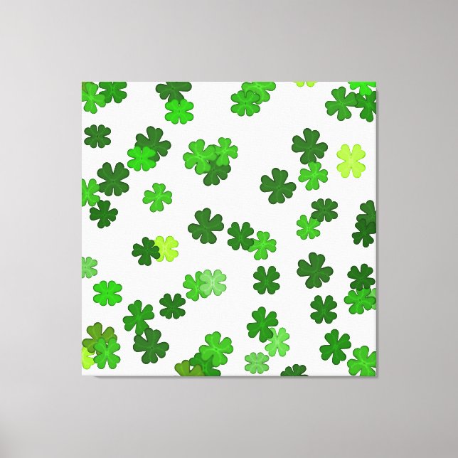 Kelly green “Shamrocks Falling” Canvas Print (Front)