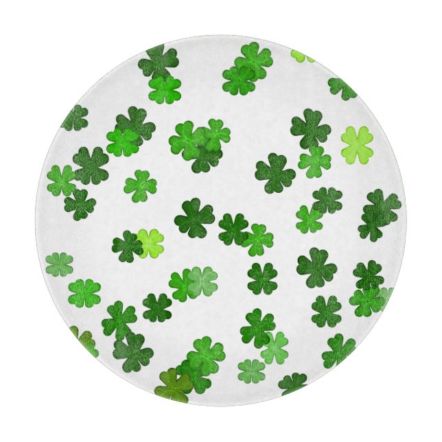 Kelly green “Shamrocks Falling”  Cutting Board (Front)