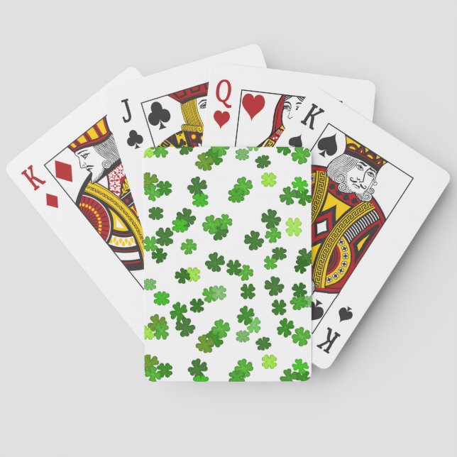 Kelly green “Shamrocks Falling” Playing Cards (Back)