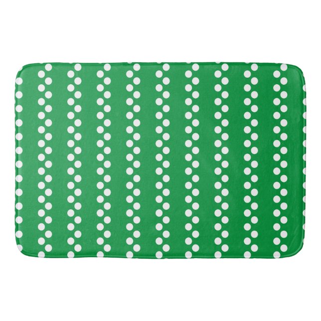 Kelly Green: Small white Polka Dot Pattern Bath Mat (Front)