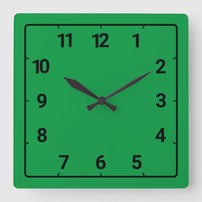 Kelly green square wall clock (Front)