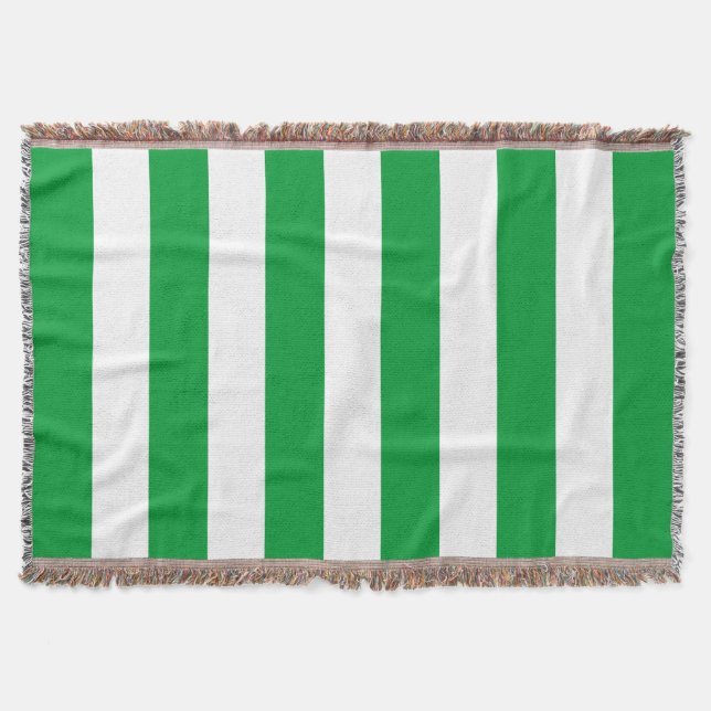 Kelly Green Stripes Pattern Throw Blanket (Front)