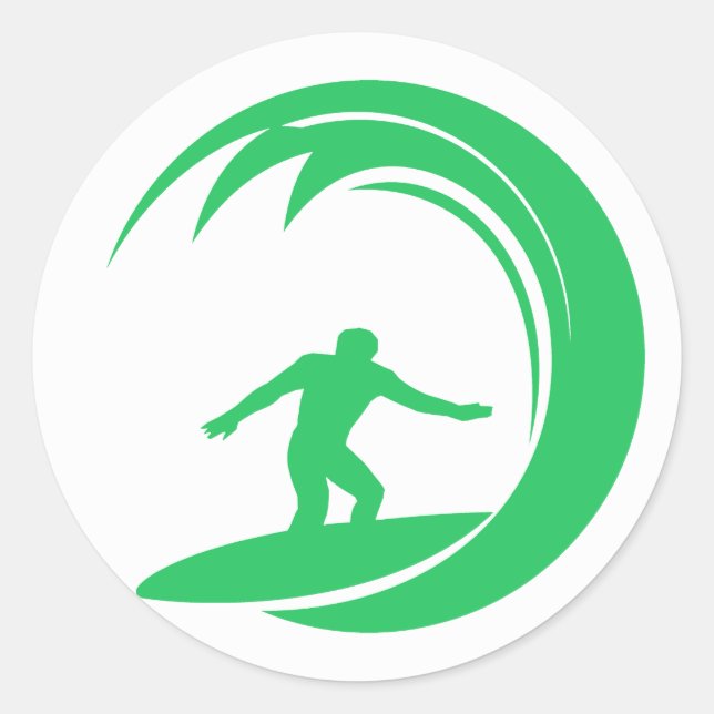 Kelly Green Surfer Classic Round Sticker (Front)