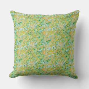 Kelly green, tan, light blue design Pillow