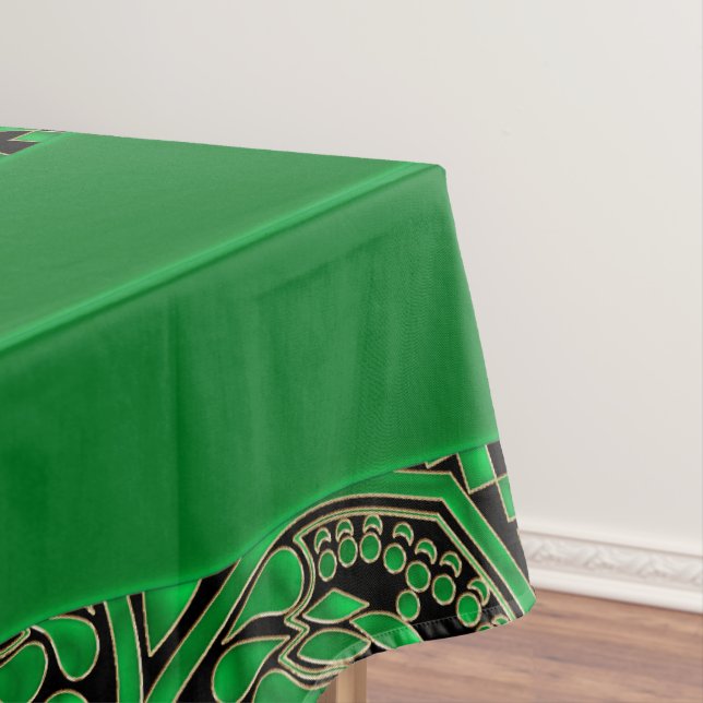Kelly Green Triskele Mandala Tablecloth (In Situ)