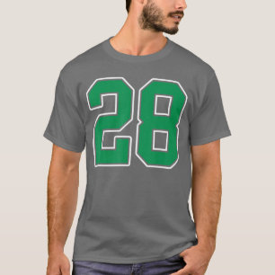 Kelly Green White Number 28 Jersey Player Uniform T-Shirt