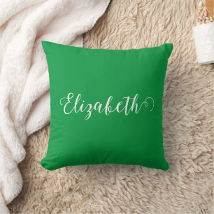 Kelly Green Your Own Name Or Text Modern Throw Pillow
