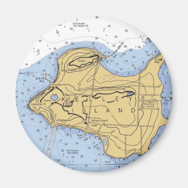 Kelly Island, OH Nautical Chart Magnet (Front)