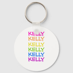 Kelly - Names - Neon Letters Round Keychain