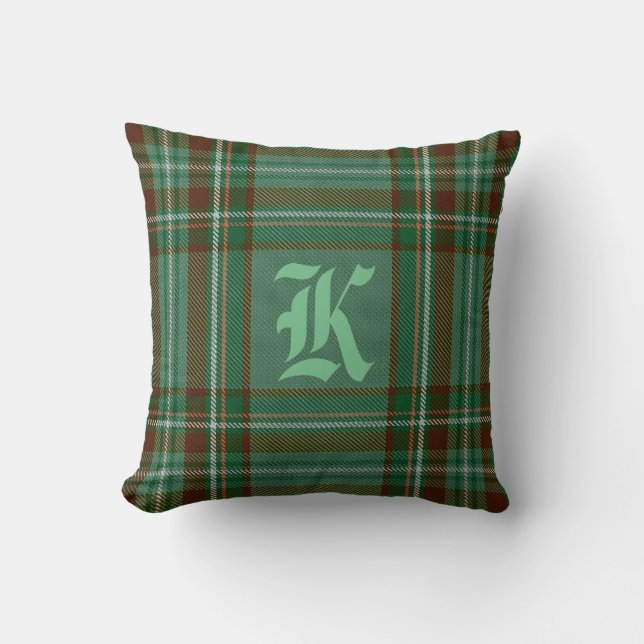Kelly Tartan Monogram Pillow (Front)