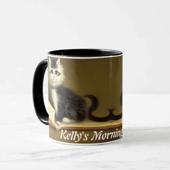Kelly's Morning Coffee Personalized Customizable Mug (Front Left)